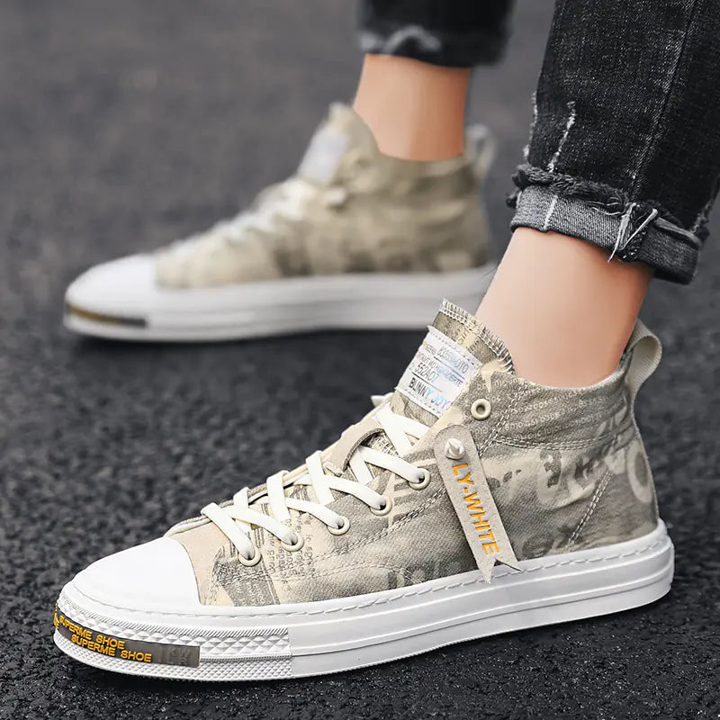 Men's Breathable High-Top Canvas Sneakers