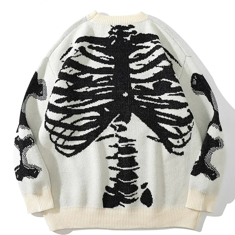 Skull Round Neck Long Sleeve Unisex Fashion Sweater