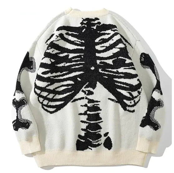 Skull Round Neck Long Sleeve Unisex Fashion Sweater