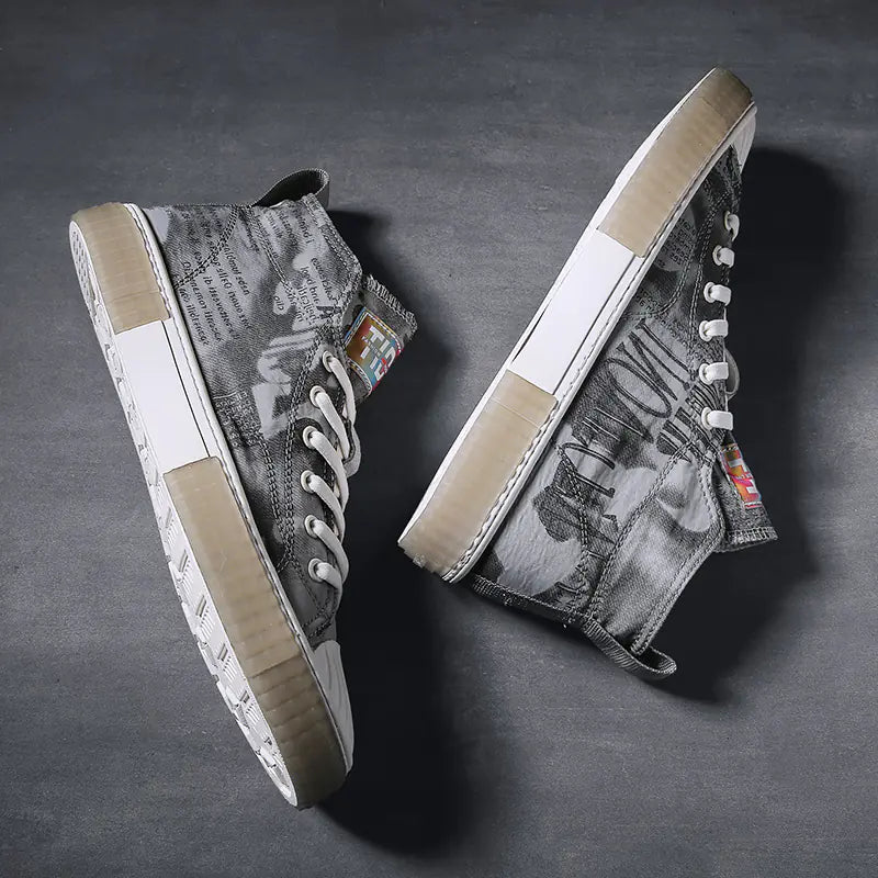 Men's Breathable High-Top Canvas Sneakers