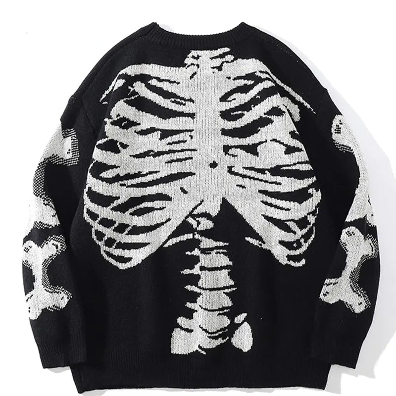 Skull Round Neck Long Sleeve Unisex Fashion Sweater