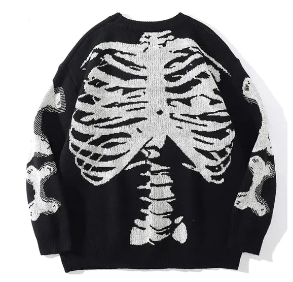 Skull Round Neck Long Sleeve Unisex Fashion Sweater