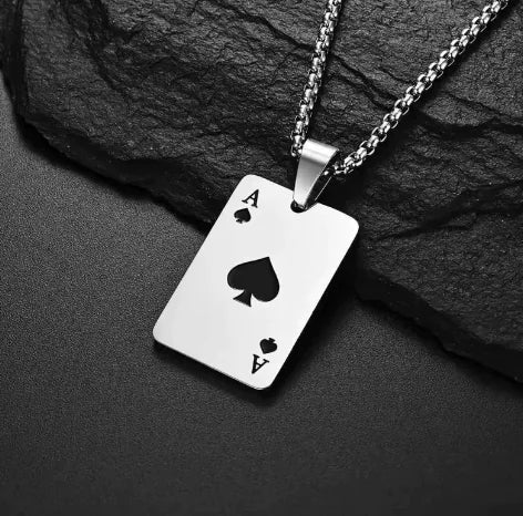 Collar de Carta de Póker de Acero Inoxidable