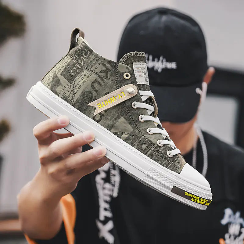 Men's Breathable High-Top Canvas Sneakers