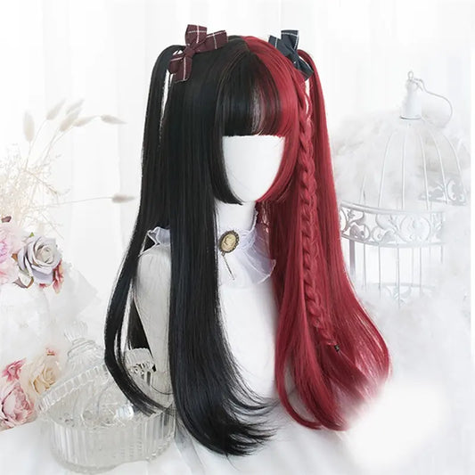 Lolita Princess Long Straight Twin-Tail Wig "Split Girl"
