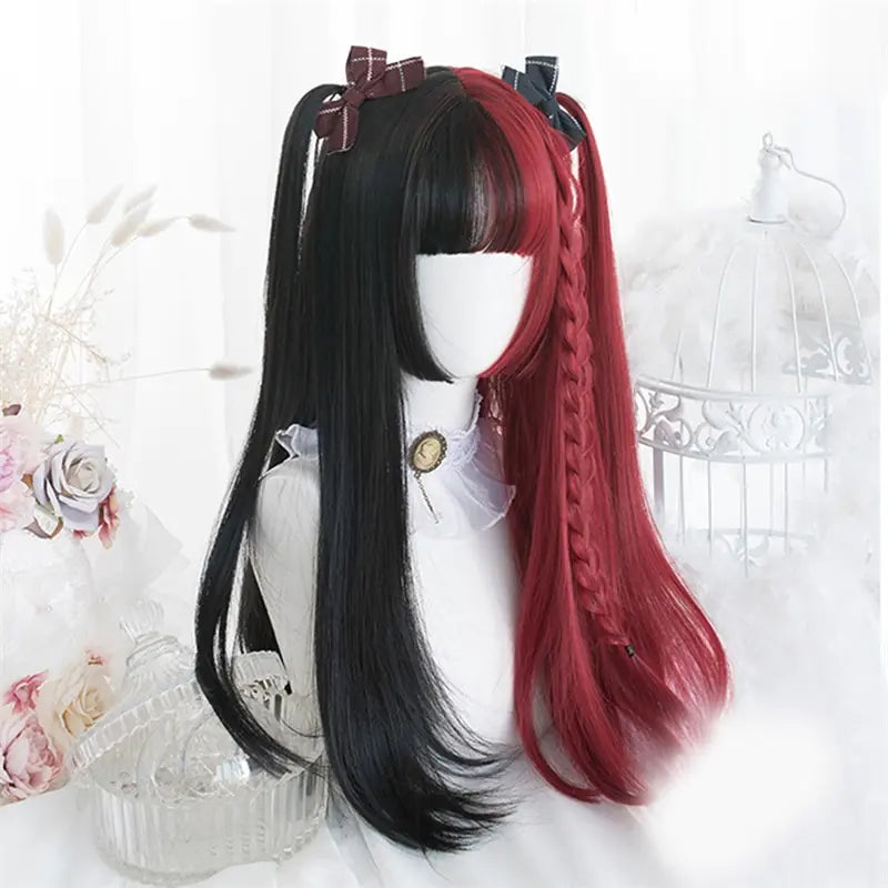 Lolita Princess Long Straight Twin-Tail Wig "Split Girl"