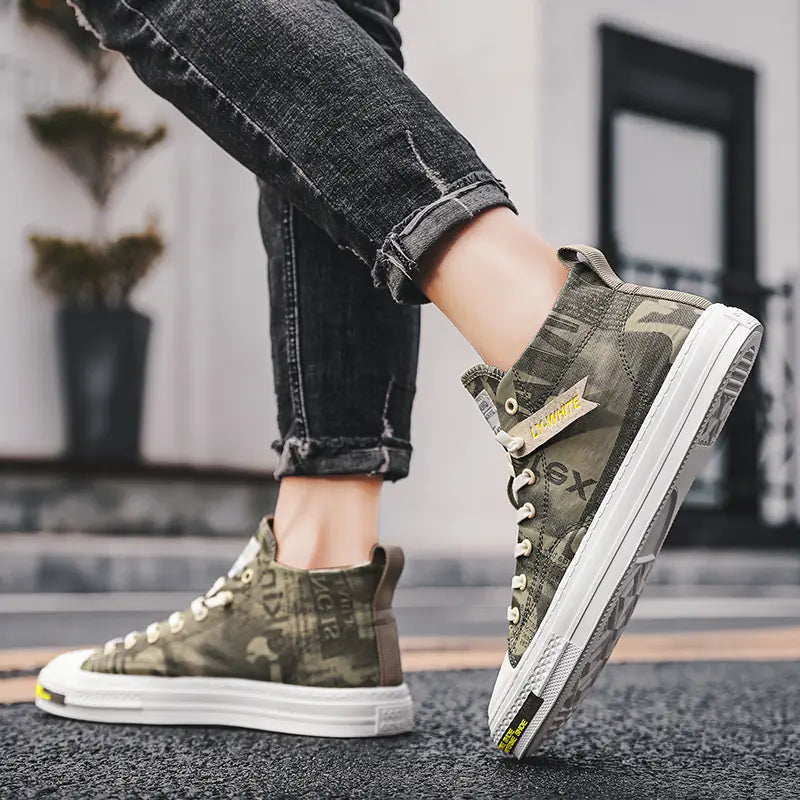 Men's Breathable High-Top Canvas Sneakers