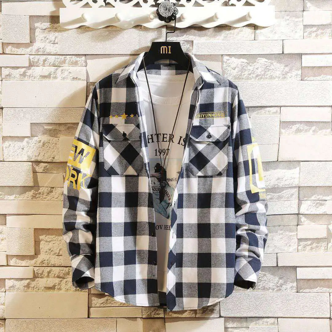Camisa Casual a Cuadros de Corte Slim para Hombre