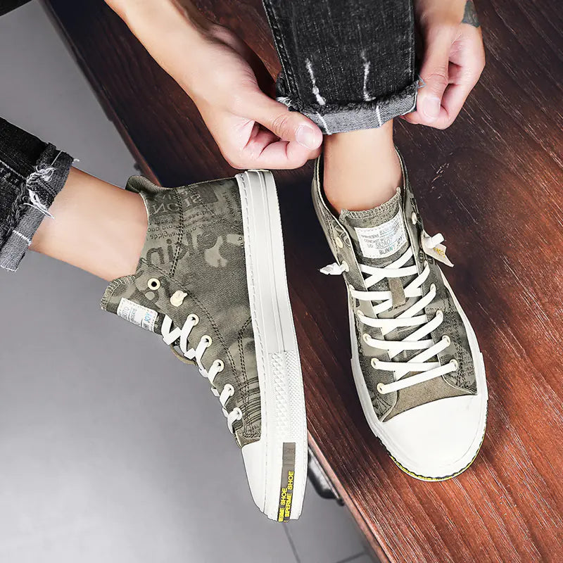 Men's Breathable High-Top Canvas Sneakers