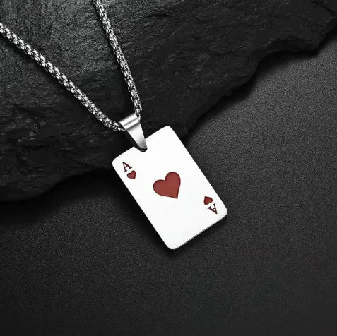 Collar de Carta de Póker de Acero Inoxidable