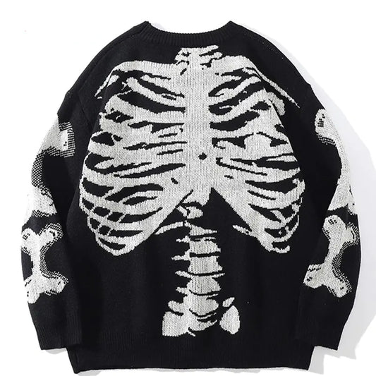 Skull Round Neck Long Sleeve Unisex Fashion Sweater